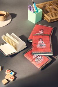 Diary Bahi Devnagri || Black Print Buddha Picuture || Red Color || (4 PCS) || Saras Aajeevika