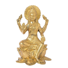 Brass Idol Maa Lakshmi on Lotus | SHG Product | Uttar Pradesh | Devotional | Traditional | Auspicious 