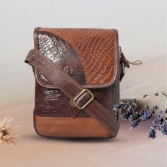 Saras Aajeevika Leather Sling Bag | Women Sling Bag | Pure Premium Leather | Ideal for Both Casual Outings and Formal Occasions | Colour - Dark Brown