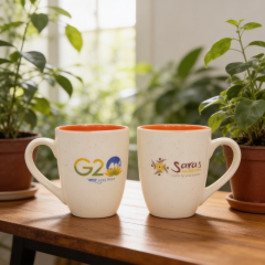 Khurja Souvenir Mug (Set of 2) Matt White || G20 Printed || Saras Aajeevika