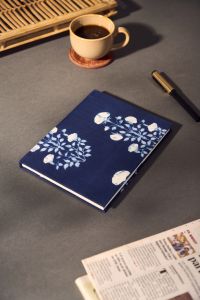 Diary With Pen Holder || Blue Color White Flower Leaf Printed || 8x6 Inch || Saras Aajeevika