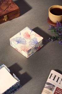 Diary Slip Box Blue And Red Leaf || 4"× 4" || Saras Aajeevika