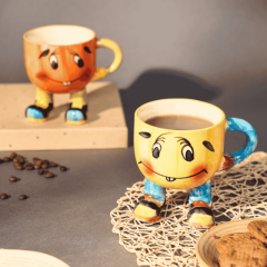 Khurja Pottery Shoe Mug Red+Yellow So2 | Khurja Pottery Shoe Mug Red+Yellow So2| Hand painted | Kitchen ware | Home Décor | Red and Yellow