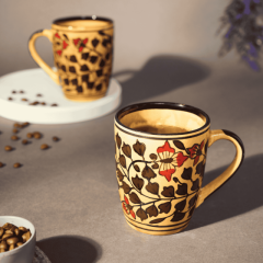 Khurja Pottery Milk Mug Mehdi Green || Set of 2 || Saras Aajeevika