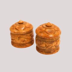 Wooden Sindur Dibbi 2" (Set of 2) – Handcrafted Traditional Kumkum Box