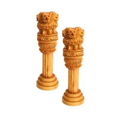 Wooden Ashoka Piller 6" (Set of 2) || Saras Aajeevika
