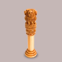 Wooden Ashoka Piller 10" || Office Decorative || Natural Color || Saras Aajeevika