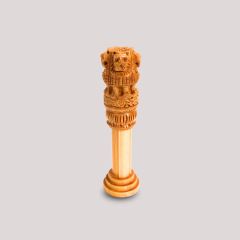 Wooden Ashoka Piller 12" || 12 inch || Office Decorative Item || Natural Color || Saras Aajeevika