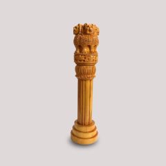 Wooden Ashoka Piller 16" || Office Decorative Item || 16 inch || Natural Color || Saras Aajeevika