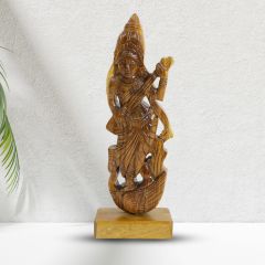 Wooden Maa Saraswati Statue 10 Inch || Handicrafted by SHG || Saras Aajeevika 