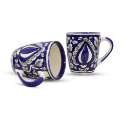 Khurja Pottery Mugal Painting Milk Mug Blue SO2 || Saras Aajeevika