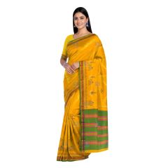 Iikal Kasuthi Cotton Saree || Handloom || Yellow Color with 80cm Blouse || Saras Aajeevika