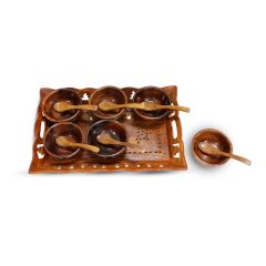 Wooden Tray with Bowl & Spoon Set of 13 || Saras Aajeevika