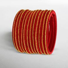 Silk Thread Bangles Ball Chain Design || Set of 12 || Red 2.4 || Saras Aajeevika
