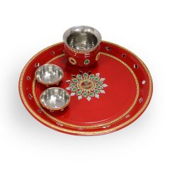 Pooja Thali Set (Thali, Lota & 2 Bowl) Set of 4 || Saras Aajeevika