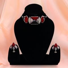 Handmade Sambalpuri Fabric Silver Oxidized Choker Set || Saras Aajeevika