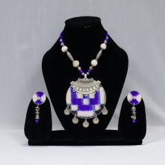 Handmade Sambalpuri Fabric || Maa Durga Silver Oxidized || Necklace Set || Saras Aajeevika