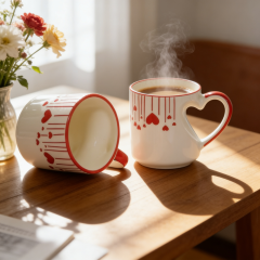 Khurja Heart Shape Coffee Mug || 300 ml || Set of 2 || Saras Aajeevika