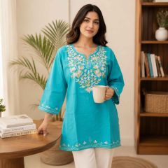 Cotton Short Kurti || Green Colour || L size || Saras Aajeevika