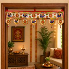 Kachchh Style Toran || White & Yellow Colour || 3.5ft || Saras Aajeevika