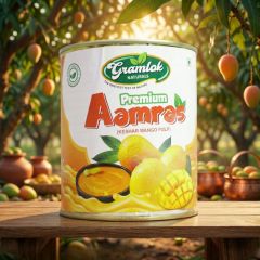 Gramlok Kesar Mango Premium Aamras || 800 GM Tin || Saras Aajeevika