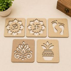 MDF Stencils || 4*4 inch || Set of 05 || Saras Aajeevika