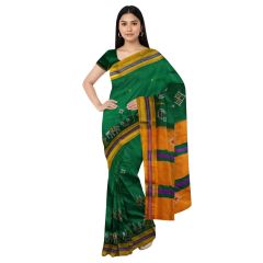 Kasuthi Cotton Saree || Green Colour || Pecock Elephant Design with 80cm Blouse || Saras Aajeevika