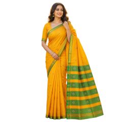 Kasuthi Cotton Saree || Yellow Colour || Peacock Design with 80cm Blouse || Saras Aajeevika