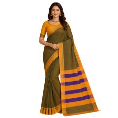 Ilkal Cotton Saree Small Checks || Green Colour & Purple Pallu with 80cm Blouse || Saras Aajeevika