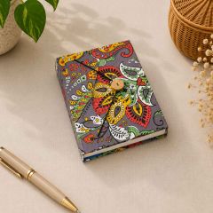 Handmade Paper Button Lock Diary || Size 10x7 || Grey & Yellow Colour || Saras Aajeevika