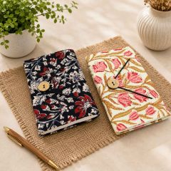 Handmade Paper Button Lock Diary || Size 6x4 || Set of 2 || Black & Pink Colours || Saras Aajeevika