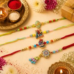 Family Rakhi (Bhaiya Bhabhi + 2 Kids ) Type-4 || Set of 4 || Saras Aajeevika