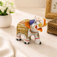 Handcrafted Marble Meenakari Elephant || Size 5 Inch || Saras Aajeevika