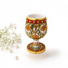 Handcrafted Marble Meenakari Wine Glass || Size 5 Inch || Saras Aajeevika