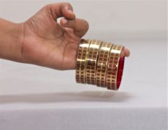 Glass Bangle Check Design (Set of 4 ) || Red Color Size 2x4 || Saras Aajeevika