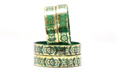 Glass Bangle Leaf Design (Set of 4) || Green Color || Saras Aajeevika