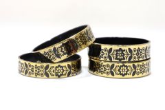 Glass Bangle Leaf (Set of 4 ) || Carbon Blue Color || Saras Aajeevika