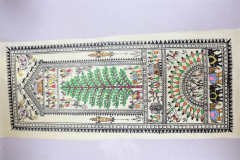  Pattachitra T Silk Tribal Tree Green 20 x 9 Inch