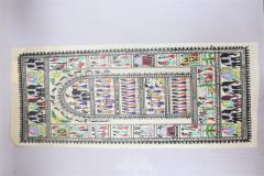  Pattachitra T Silk Tribal Dance Blu 20 x 9 Inch