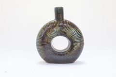 Khurja pottery Flowerr Vase Bangle Shape Green Colour 8 Inches