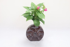 Khurja Pottery Flower Vase Ring Matki Shape Brown Colour 9 Inches