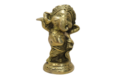 Exquisite Antique Brass Dancing Ganesha from Uttar Pradesh | Puja Essentials | Home Décor | Brass Ganesha Figurine
