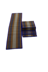 Handcrafted Cotton Table Mat Set (6+1) – Blue & Yellow, 12×17 Inch