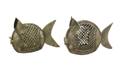  Dhokra Art Brass Fish 4" (Set of 2)