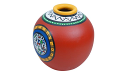 Handcrafted | Flower Vase | SHG Product | Uttar Pradesh | Terracotta Pottery | Black Pottery | Worli Art | Fine Clay | Red