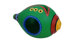 SARAS Aajeevika, Handcrafted | Deepak Shankh | SHG Product | Uttar Pradesh | Terracotta Pottery | Black Pottery | Fine Clay | Green