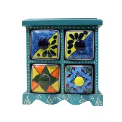Blue Pottery 4 Drawer Jewellery Box || Saras Aajeevika