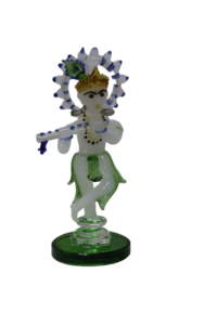 Glass Krishna Idol – Multicolour Decorative Figurine
