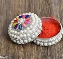 Sindoor Box for Gift with Tilak Stick Pooja Articles Gifting Moti Dibbi