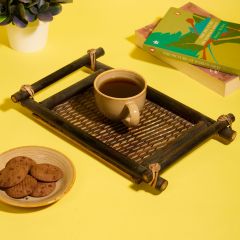  Round Bamboo Tray Small Brown 11×8 Inch